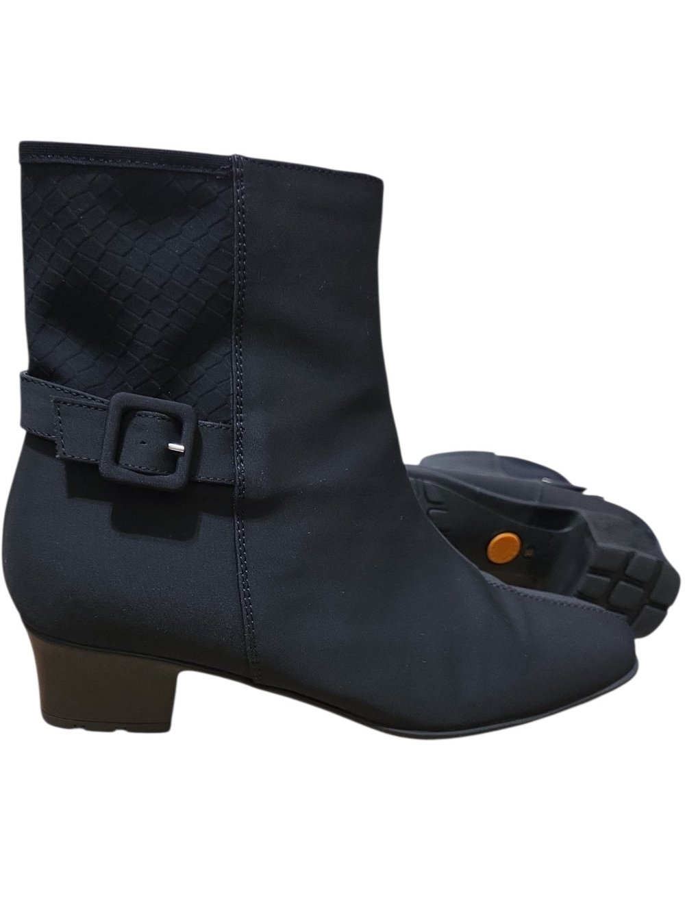 Sesto Meucci Yeska Black Waterproof Fabric Ankle Boots Zip Buckle US 9.5 N